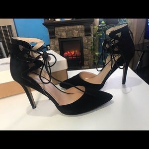 Jessica Simpson CENA Black Lace-up Stilettos